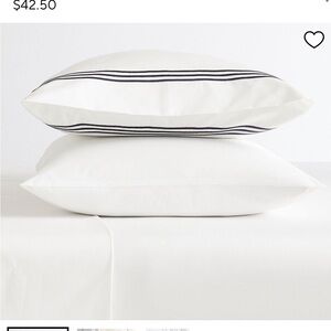 PotteryBarn Grand Organic Percale Pillowcases - Set Of 2 King Size Navy Stripe